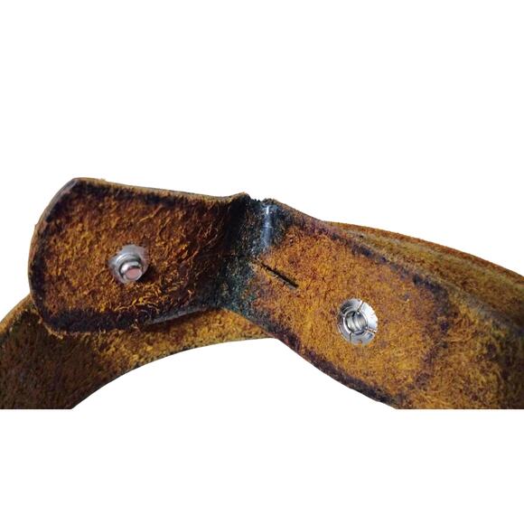 1970s Brown Replacement Belt Leather Tooled Fan Design No Buckle Included 42 In main image 5